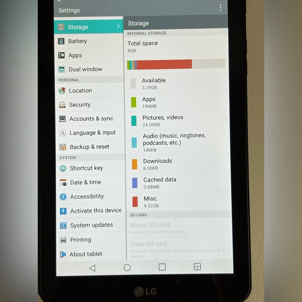 LG G Pad F 7.0 LG-LK430 Sprint 8GB Black With Charger Excellent.